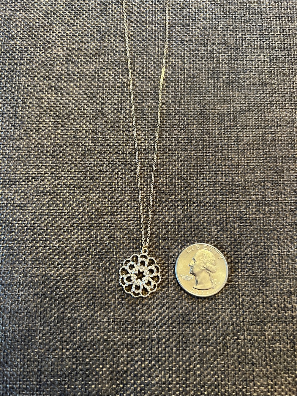 LOFT Gold-Tone Filigree Floral Pendant Necklace